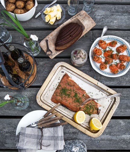 Traditionell mat på Åland som fisk och svartbröd